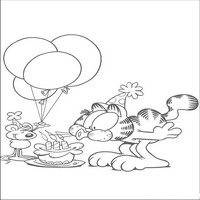 Раскраски с героями по мотивам фильма Гарфилд (Garfield) - Гарфилд день Рождения