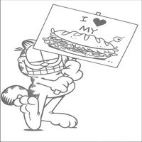 Раскраски с героями по мотивам фильма Гарфилд (Garfield) - Гарфилд с плакатом