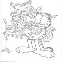 Раскраски с героями по мотивам фильма Гарфилд (Garfield) - Гарфилд защёл в кафе