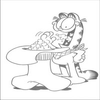 Раскраски с героями по мотивам фильма Гарфилд (Garfield) - Гарфилд ест из шляпы