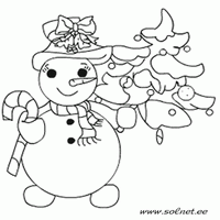 Раскраски для малышей - снеговик