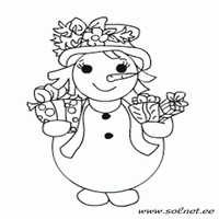 Раскраски для малышей - снеговик девочка
