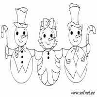 Раскраски для малышей - три снеговика