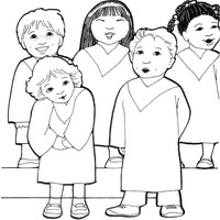 Раскраски для малышей - церковный хор детей
