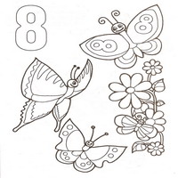 Раскраски для малышей - 4+4=8 бабочек