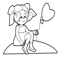Раскраски для малышей - девочка с шариком