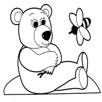 Раскраски для малышей - мишка и пчела
