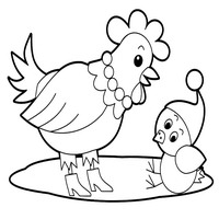 Раскраски для малышей - курица и ципленок
