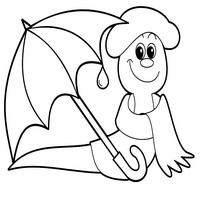 Раскраски для малышей - гусеница под зонтом
