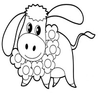 Раскраски для малышей - ослик с венком