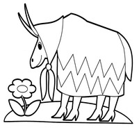 Раскраски для малышей - коза с цветком