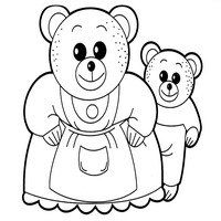 Раскраски для малышей - мишка мама и сын