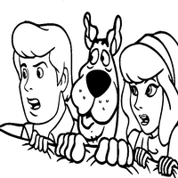 Раскраски с героями по мотивам историй про Скуби Ду (Scooby Doo) - Фред, Скуби, Дафны
