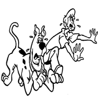 Раскраски с героями по мотивам историй про Скуби Ду (Scooby Doo) - Скуби Ду и Шегги убегают