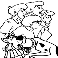 Раскраски с героями по мотивам историй про Скуби Ду (Scooby Doo) - Скуби ду и все остальные