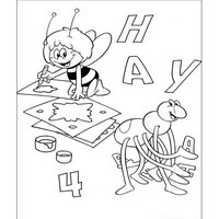 Раскраски с героями по мотивам приключений Пчелки Майи (Die Biene Maja und ihre Abenteuer) - рисуем с паучком