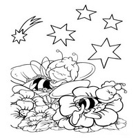 Раскраски с героями по мотивам приключений Пчелки Майи (Die Biene Maja und ihre Abenteuer) - сон в звездную ночь
