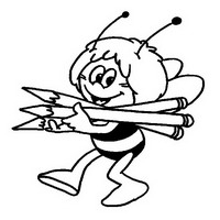 Раскраски с героями по мотивам приключений Пчелки Майи (Die Biene Maja und ihre Abenteuer) - несет карандаши