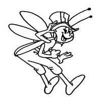 Раскраски с героями по мотивам приключений Пчелки Майи (Die Biene Maja und ihre Abenteuer) - приветствие кузнечика