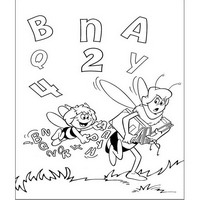 Раскраски с героями по мотивам приключений Пчелки Майи (Die Biene Maja und ihre Abenteuer) - алфавит