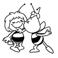 Раскраски с героями по мотивам приключений Пчелки Майи (Die Biene Maja und ihre Abenteuer) - поцелуй в щечку