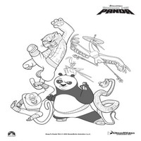 Раскраски с героями по мотивам Кунг-фу Панда (Kung Fu Panda) - великолепная пятерка и панда