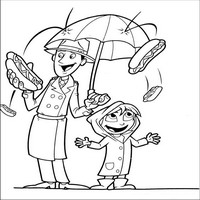 Раскраски с героями по мотивам Облачно, возможны осадки в виде фрикаделек (Cloudy with a Chance of Meatballs) - дождь