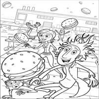 Раскраски с героями по мотивам Облачно, возможны осадки в виде фрикаделек (Cloudy with a Chance of Meatballs) - гамбургеры