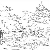 Раскраски с героями по мотивам историй про Смурфиков (The Smurfs) - поляна смурфиков