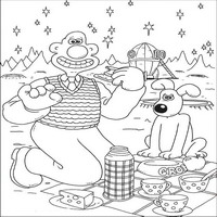 Раскраски с героями по мотивам Уоллис и Громит (Wallace And Gromit) - пикник