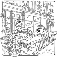 Раскраски с героями по мотивам Уоллис и Громит (Wallace And Gromit) - в мотоцикле
