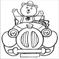 Раскраски с героями по мотивам историй про Нодди (Noddy) - мишка за рулем