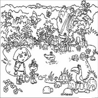 Раскраски с героями по мотивам историй про Даша-следопыт (Dora the Explorer) - озеро