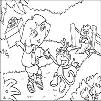 Раскраски с героями по мотивам историй про Даша-следопыт (Dora the Explorer) - с подарком