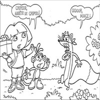 Раскраски с героями по мотивам историй про Даша-следопыт (Dora the Explorer) - встреча с лислй