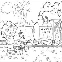 Раскраски с героями по мотивам историй про Даша-следопыт (Dora the Explorer) - паровоз