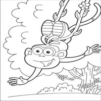 Раскраски с героями по мотивам историй про Даша-следопыт (Dora the Explorer) - качели