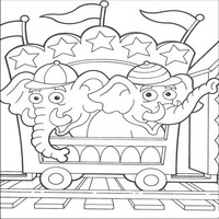 Раскраски с героями по мотивам историй про Даша-следопыт (Dora the Explorer) - слоны в вагоне