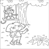 Раскраски с героями по мотивам историй про Даша-следопыт (Dora the Explorer) - дерево