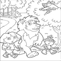 Раскраски с героями по мотивам историй про Даша-следопыт (Dora the Explorer) - лиса на дереве