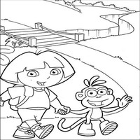 Раскраски с героями по мотивам историй про Даша-следопыт (Dora the Explorer) - у моста