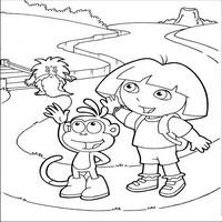 Раскраски с героями по мотивам историй про Даша-следопыт (Dora the Explorer) - машут рукой