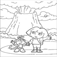 Раскраски с героями по мотивам историй про Даша-следопыт (Dora the Explorer) - вулкан