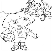 Раскраски с героями по мотивам историй про Даша-следопыт (Dora the Explorer) - с мячом