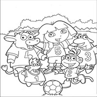Раскраски с героями по мотивам историй про Даша-следопыт (Dora the Explorer) - команда