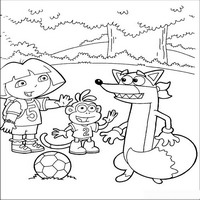 Раскраски с героями по мотивам историй про Даша-следопыт (Dora the Explorer) - в лесу