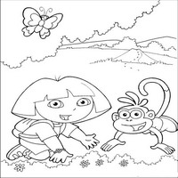 Раскраски с героями по мотивам историй про Даша-следопыт (Dora the Explorer) - бабочка