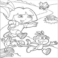 Раскраски с героями по мотивам историй про Даша-следопыт (Dora the Explorer) - весело бежим