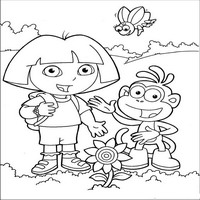 Раскраски с героями по мотивам историй про Даша-следопыт (Dora the Explorer) - цветочек