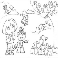 Раскраски с героями по мотивам историй про Даша-следопыт (Dora the Explorer) - яблоня